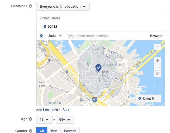 Location tracking system in Facebook Ads