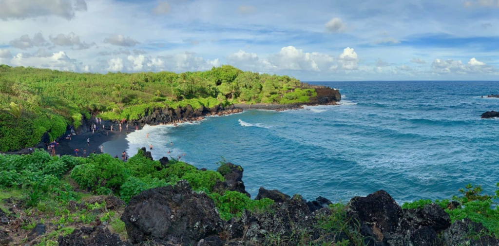 Hawaii beach view from top of the rocks