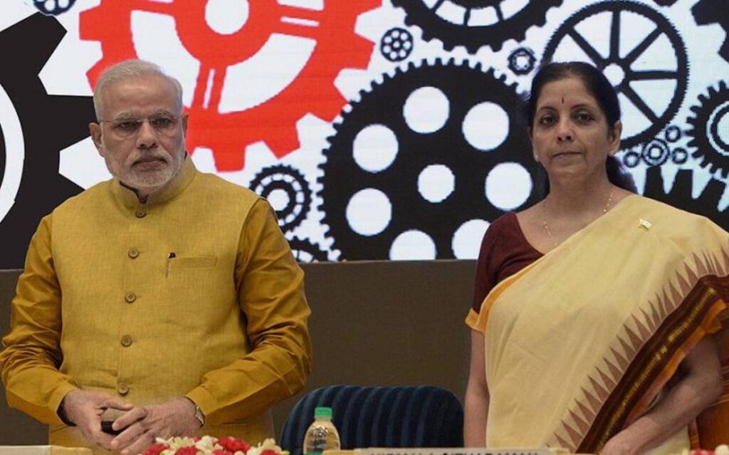 Modi & Nirmala Sitharaman in a conference