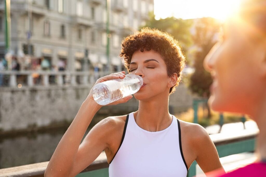 Drink water frequently to stay hydrated