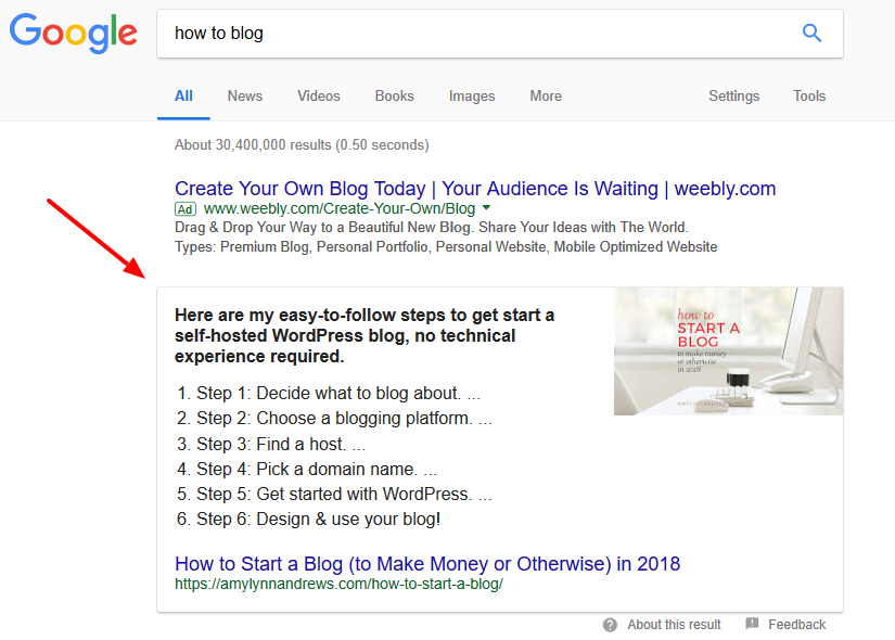 How to rank for google featured snippet?