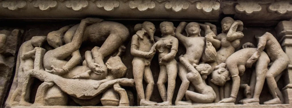 Khajuraho art depicting nudity