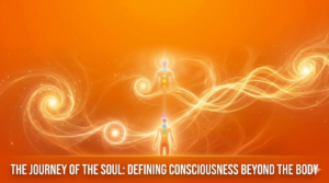A vibrant orange graphic banner featuring a glowing human figure silhouette and text reading "The Soul and the Cycle of Rebirth" in the center, with a subtitle at the bottom.